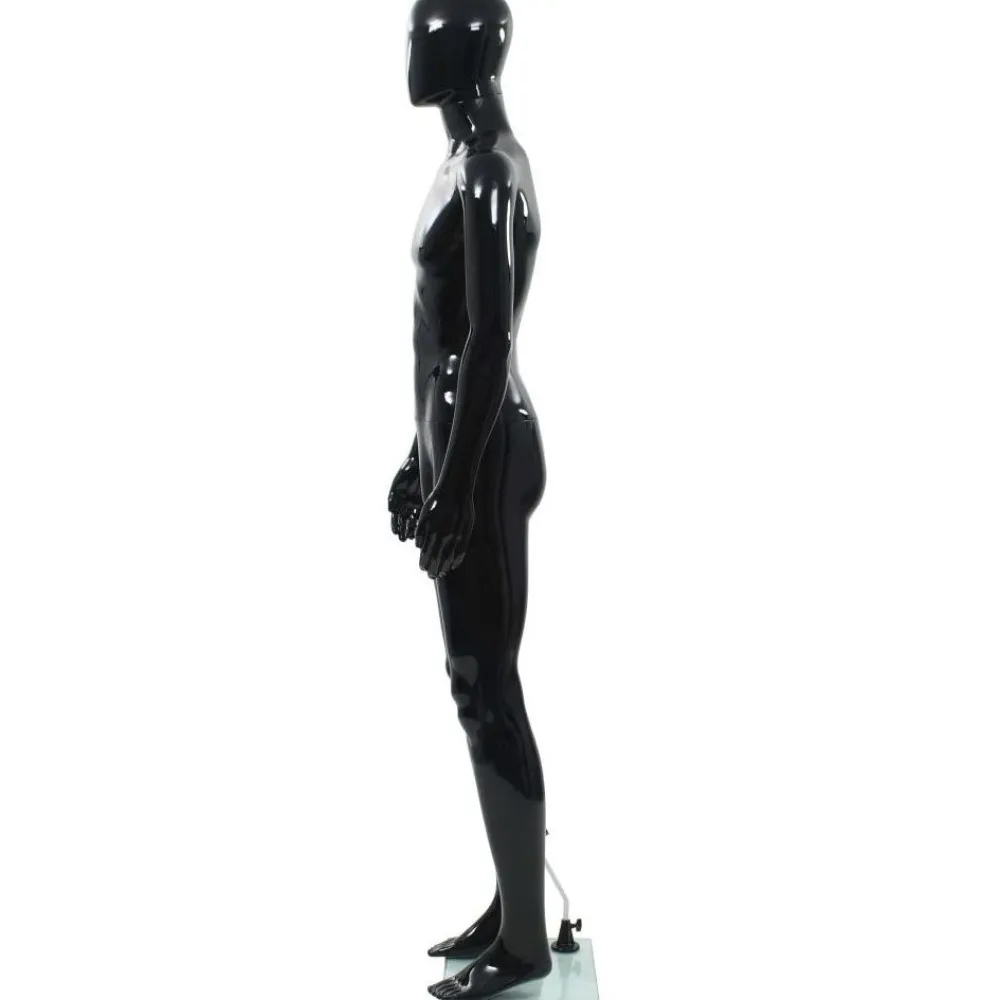 Discount FinePRICE Aidon kokoinen miesmallinukke lasijalustalla musta 185 cm