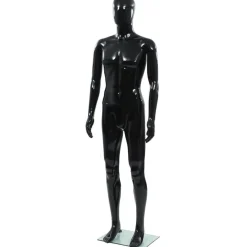 Discount FinePRICE Aidon kokoinen miesmallinukke lasijalustalla musta 185 cm