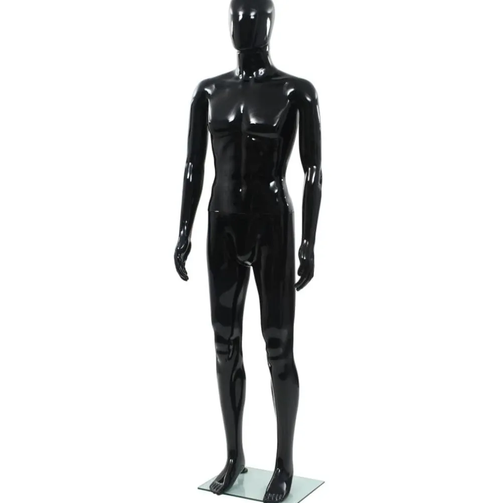 Discount FinePRICE Aidon kokoinen miesmallinukke lasijalustalla musta 185 cm