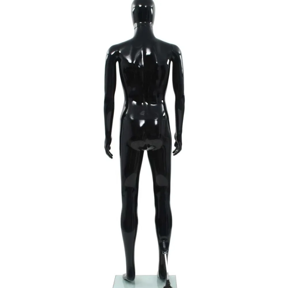 Discount FinePRICE Aidon kokoinen miesmallinukke lasijalustalla musta 185 cm