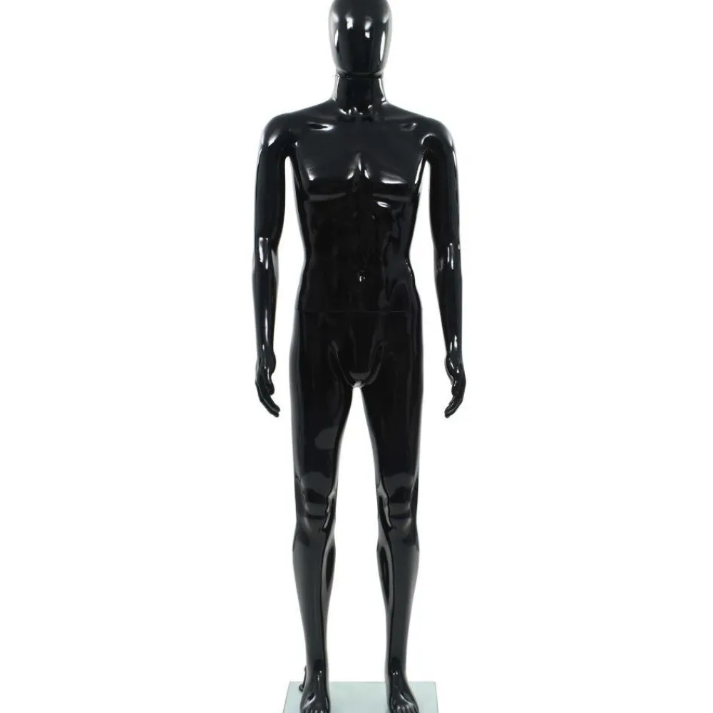 Discount FinePRICE Aidon kokoinen miesmallinukke lasijalustalla musta 185 cm