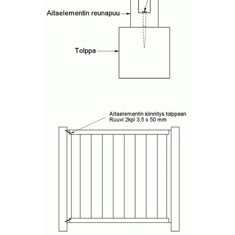 Tammiston puu Aitaelementti Lehtoharju A18R 1800x800 mm pystylauta + vinoristikko ruskea