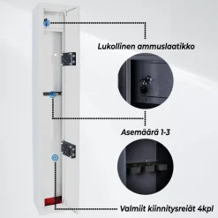 New Trekker Asekaappi 3 asetta musta