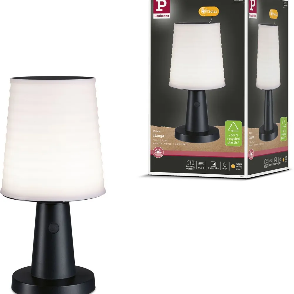 Online Paulmann Aurinkokennopöytävalaisin Ilanga 30cm IP44 2700K 125lm USB antrasiitti