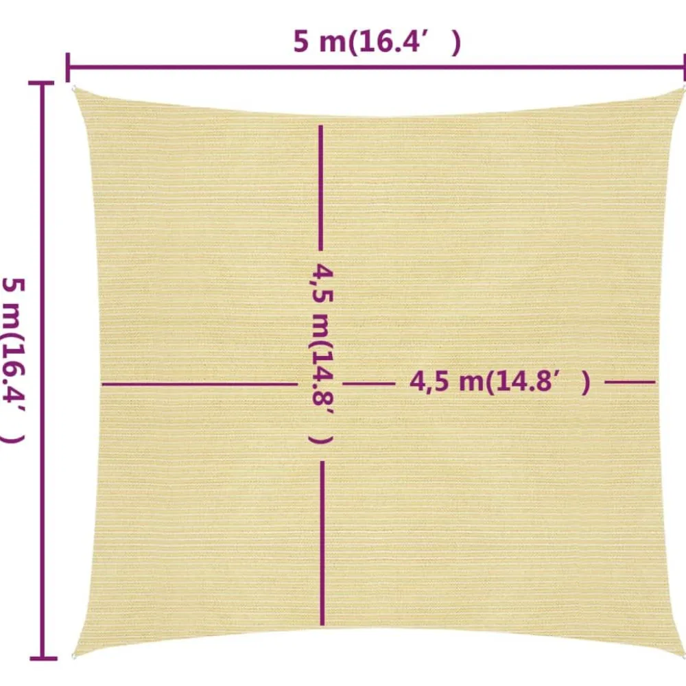 New FinePRICE Aurinkopurje 160 g/m² beige 5x5 m HDPE
