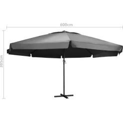 New FinePRICE Aurinkovarjo alumiinitanko 500 cm antrasiitti