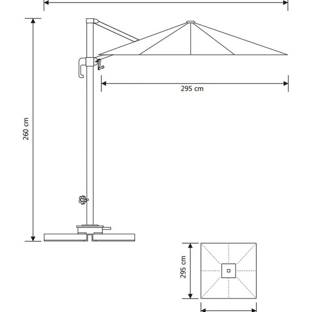 Outlet House Nordic Aurinkovarjo Baza, 295x295cm, musta
