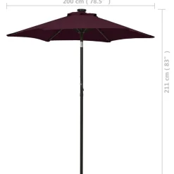 Clearance FinePRICE Aurinkovarjo LED-valolla 200x211 cm alumiini musta