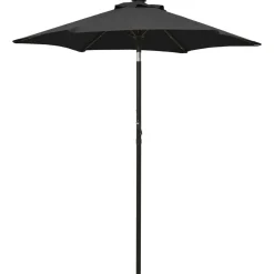 Clearance FinePRICE Aurinkovarjo LED-valolla 200x211 cm alumiini musta