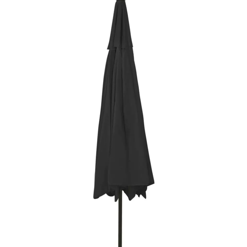 Clearance FinePRICE Aurinkovarjo LED-valot ja metallitanko 400 cm antrasiitti