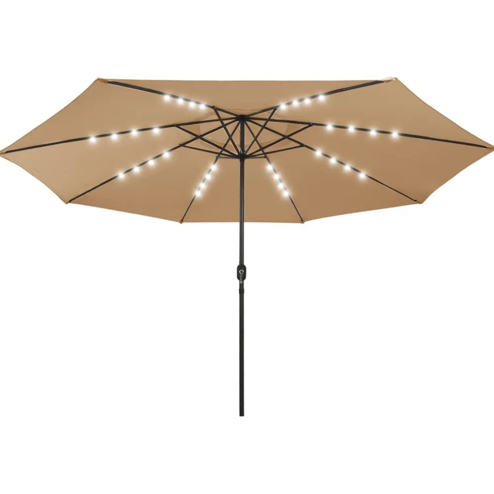 Clearance FinePRICE Aurinkovarjo LED-valot ja metallitanko 400 cm antrasiitti