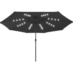Clearance FinePRICE Aurinkovarjo LED-valot ja metallitanko 400 cm antrasiitti