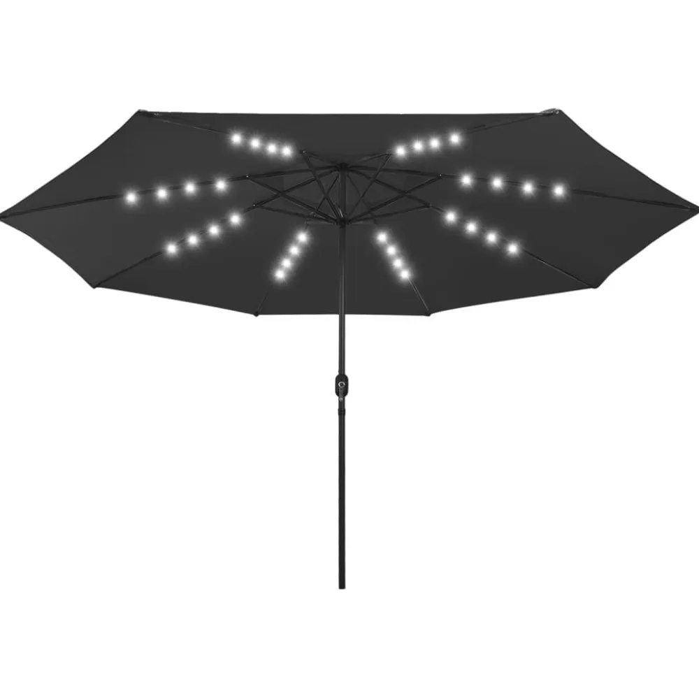 Clearance FinePRICE Aurinkovarjo LED-valot ja metallitanko 400 cm antrasiitti