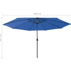 Clearance FinePRICE Aurinkovarjo LED-valot ja metallitanko 400 cm antrasiitti