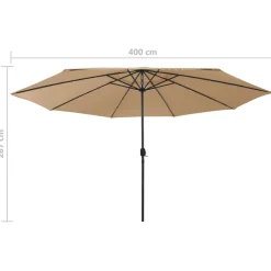 Clearance FinePRICE Aurinkovarjo LED-valot ja metallitanko 400 cm antrasiitti