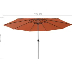 Clearance FinePRICE Aurinkovarjo LED-valot ja metallitanko 400 cm antrasiitti