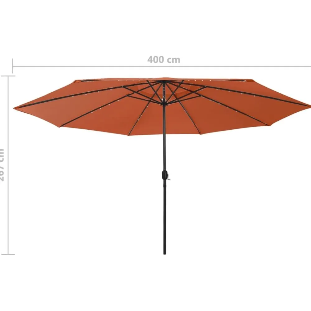 Clearance FinePRICE Aurinkovarjo LED-valot ja metallitanko 400 cm antrasiitti