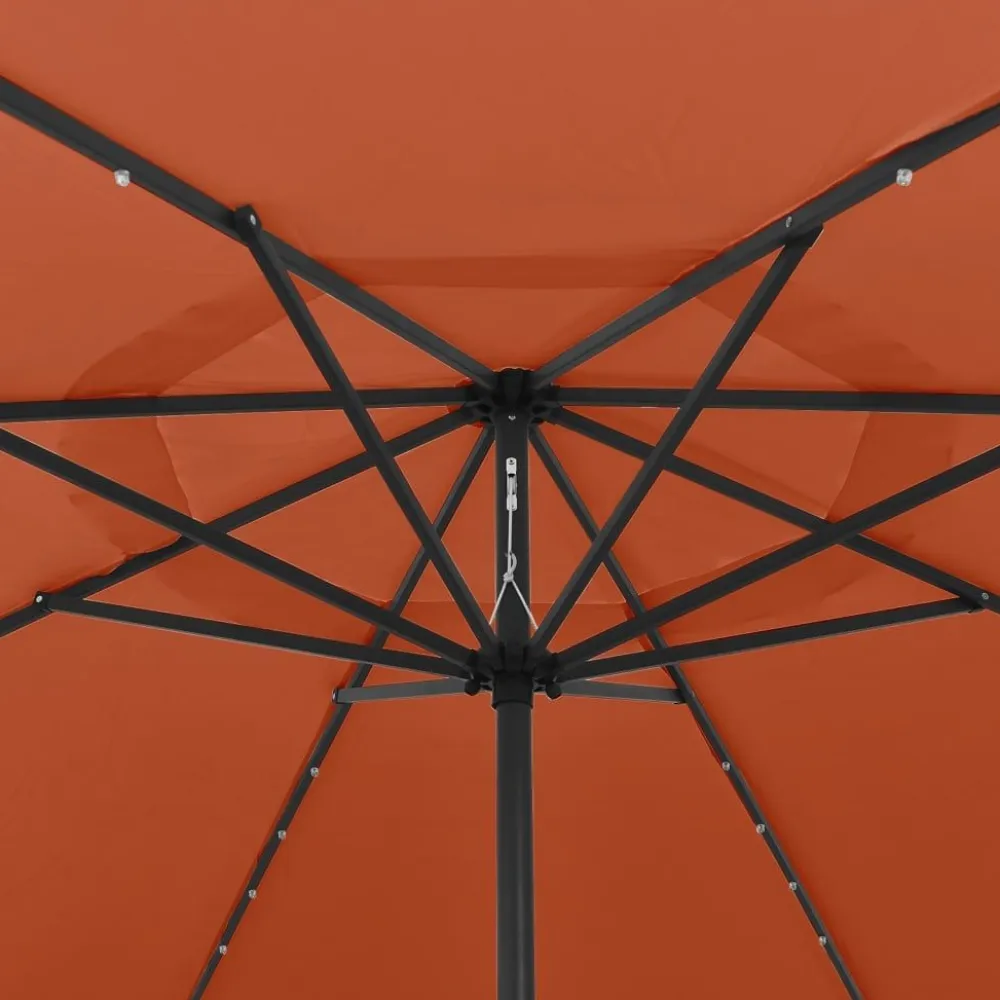 Clearance FinePRICE Aurinkovarjo LED-valot ja metallitanko 400 cm antrasiitti