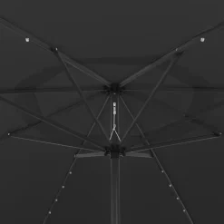 Clearance FinePRICE Aurinkovarjo LED-valot ja metallitanko 400 cm antrasiitti