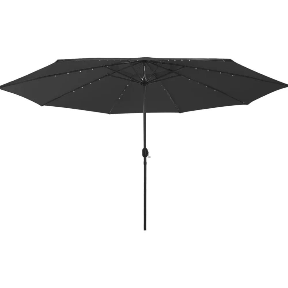Clearance FinePRICE Aurinkovarjo LED-valot ja metallitanko 400 cm antrasiitti