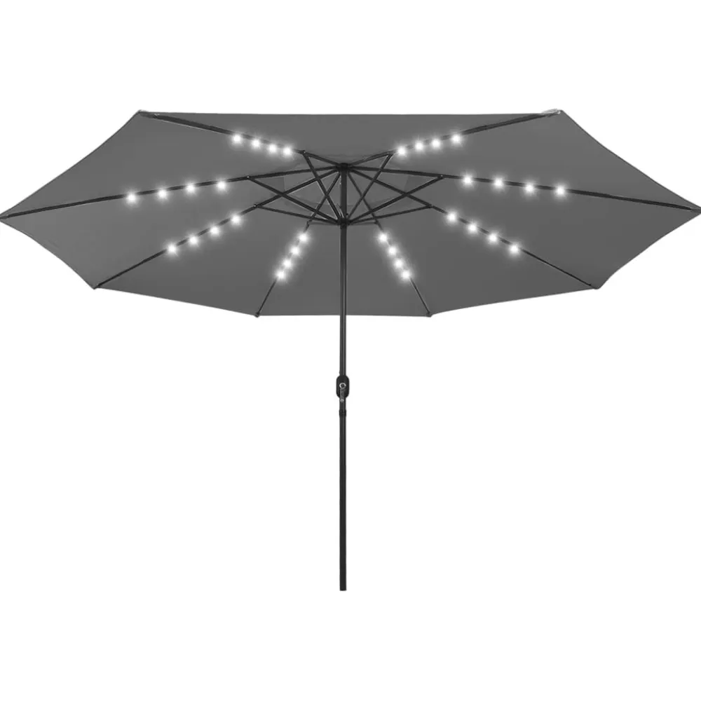 Clearance FinePRICE Aurinkovarjo LED-valot ja metallitanko 400 cm antrasiitti