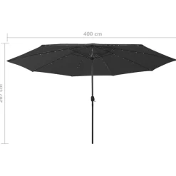 Clearance FinePRICE Aurinkovarjo LED-valot ja metallitanko 400 cm antrasiitti