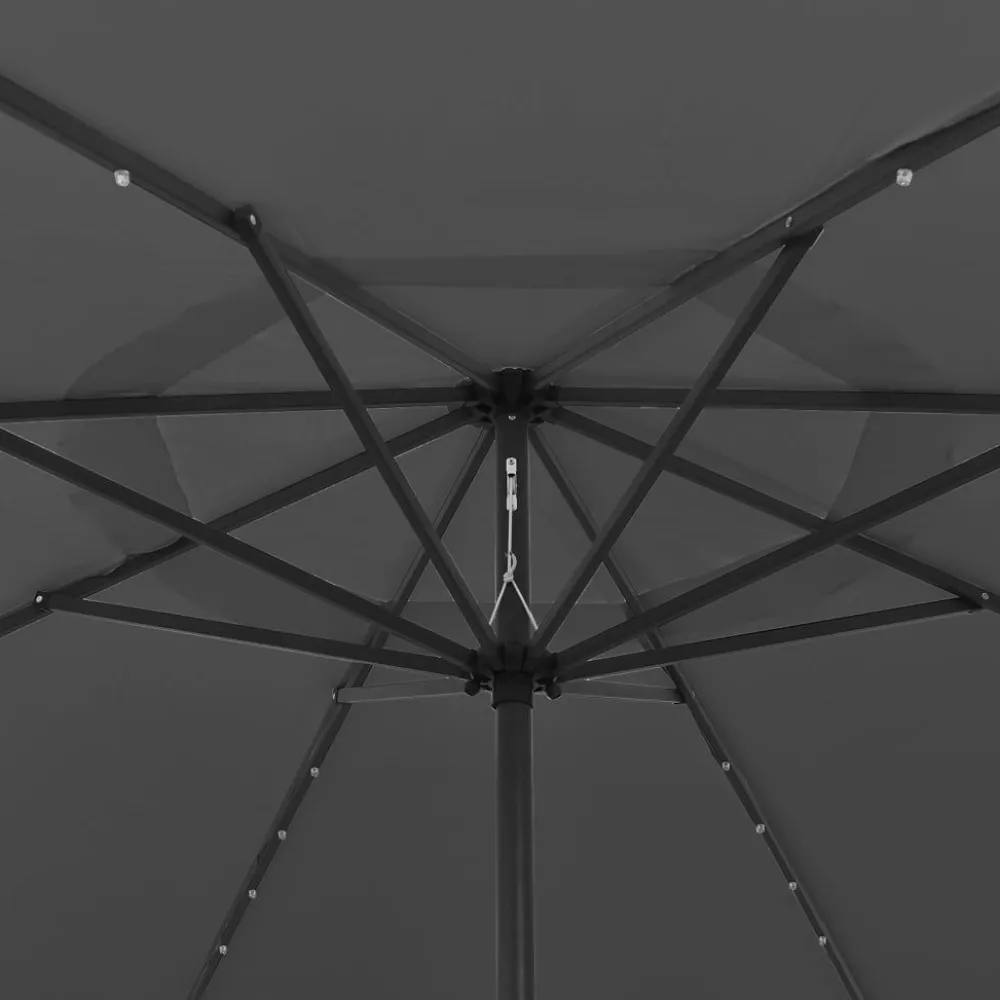 Clearance FinePRICE Aurinkovarjo LED-valot ja metallitanko 400 cm antrasiitti
