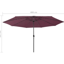 Clearance FinePRICE Aurinkovarjo LED-valot ja metallitanko 400 cm antrasiitti