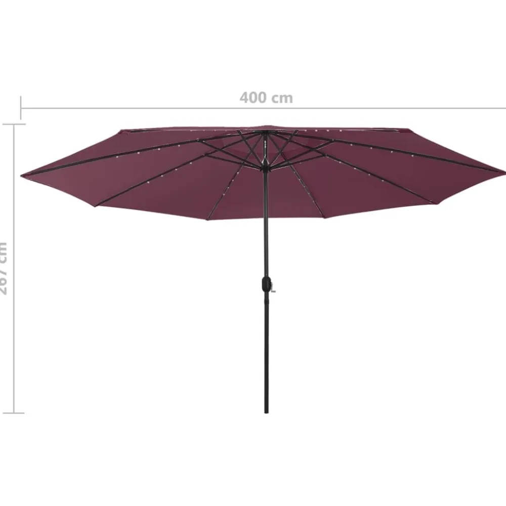Clearance FinePRICE Aurinkovarjo LED-valot ja metallitanko 400 cm antrasiitti