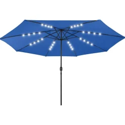 Clearance FinePRICE Aurinkovarjo LED-valot ja metallitanko 400 cm antrasiitti