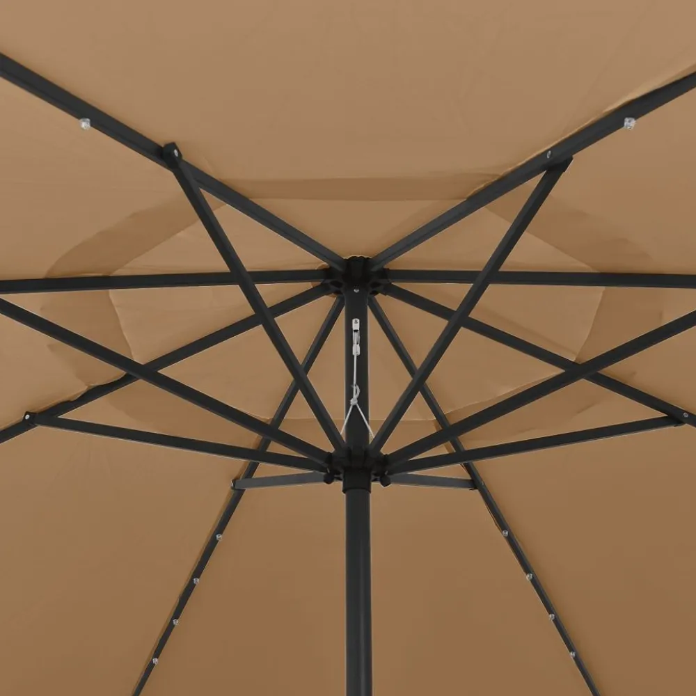 Clearance FinePRICE Aurinkovarjo LED-valot ja metallitanko 400 cm antrasiitti