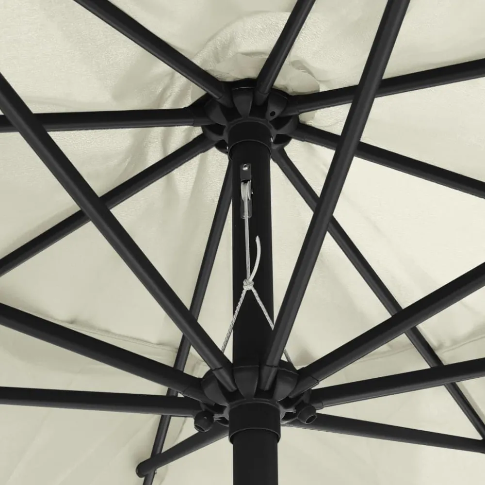 New FinePRICE Aurinkovarjo metallirunko 400 cm hiekanvalkoinen