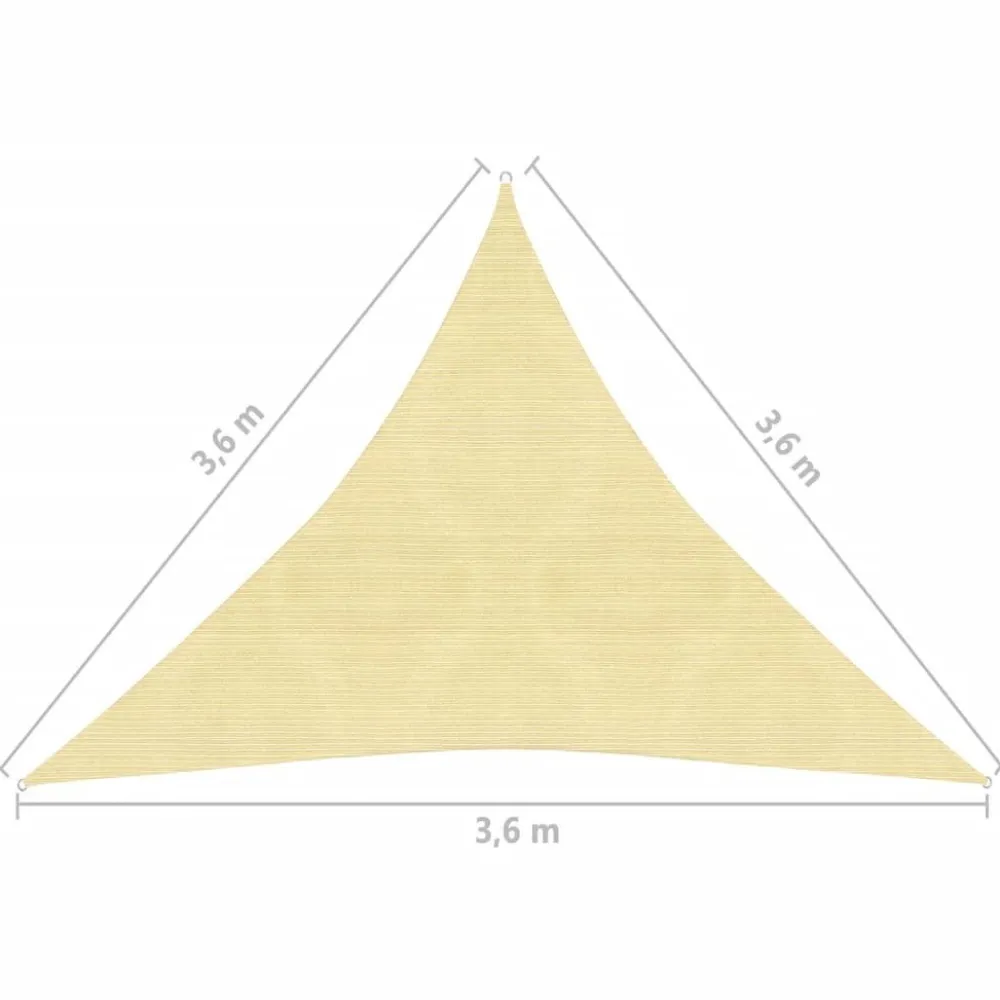 Clearance FinePRICE Aurinkovarjo purje HDPE kolmikulmainen 3.6x3.6x3.6 m beige