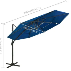 Hot FinePRICE Aurinkovarjo 4-tasoinen, alumiinitangolla, 3x3m, eri värejä