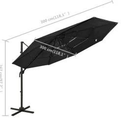 Hot FinePRICE Aurinkovarjo 4-tasoinen, alumiinitangolla, 3x3m, eri värejä