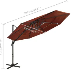 Hot FinePRICE Aurinkovarjo 4-tasoinen, alumiinitangolla, 3x3m, eri värejä