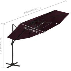Hot FinePRICE Aurinkovarjo 4-tasoinen, alumiinitangolla, 3x3m, eri värejä