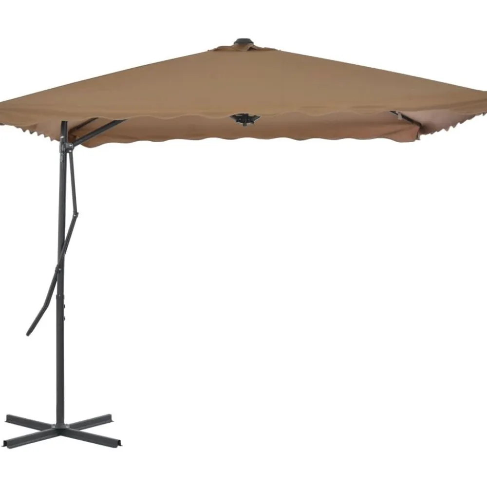 Outlet FinePRICE Aurinkovarjo terästanko 250x250 cm harmaanruskea