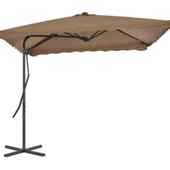 Outlet FinePRICE Aurinkovarjo terästanko 250x250 cm harmaanruskea