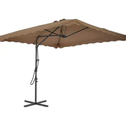 Outlet FinePRICE Aurinkovarjo terästanko 250x250 cm harmaanruskea
