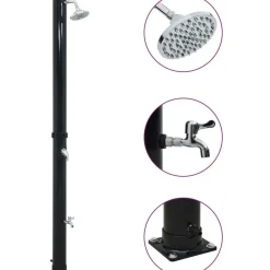 Online FinePRICE Aurinkovoimasuihku 220 cm 20 l musta