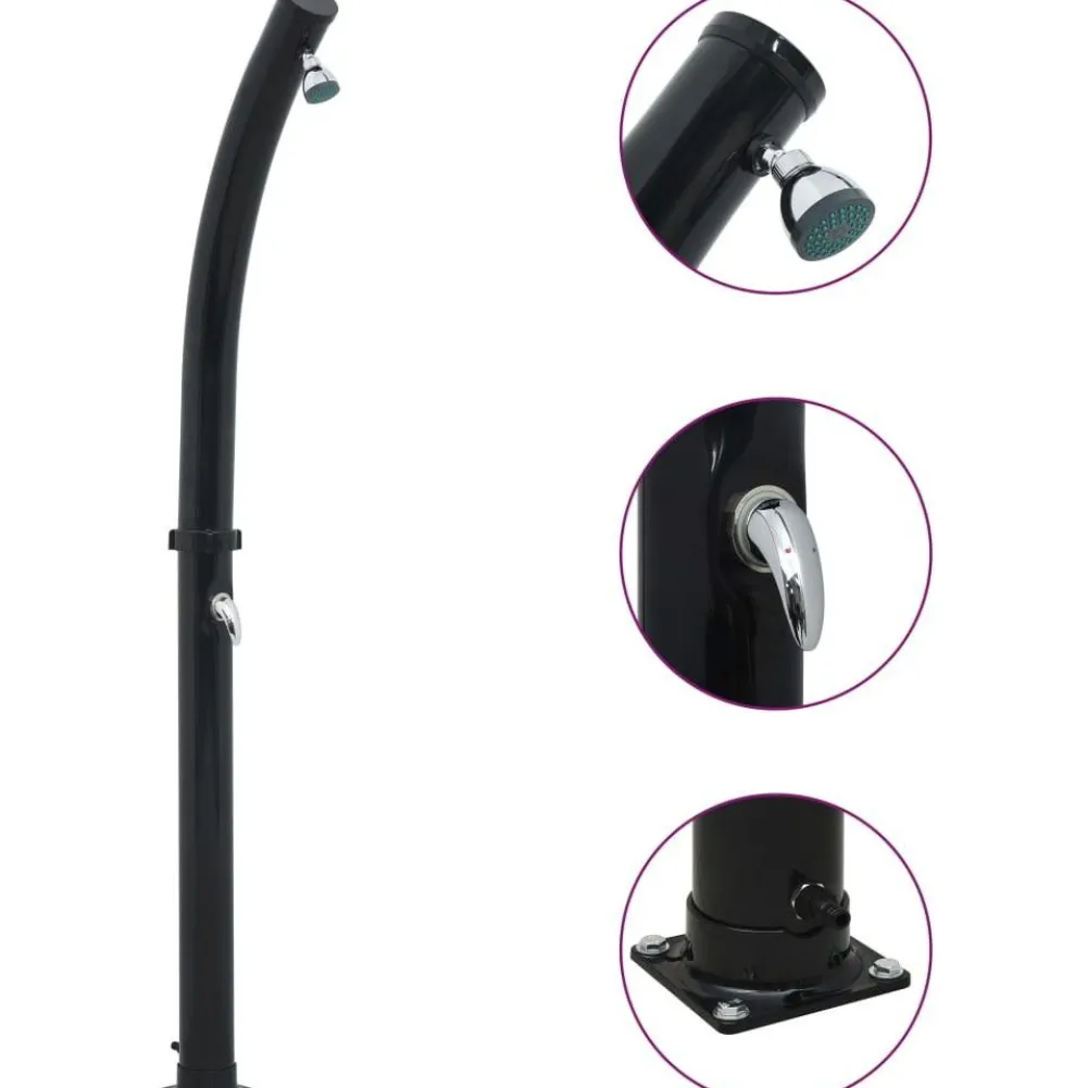 FinePRICE Aurinkovoimasuihku 214 cm 20 l musta