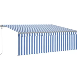 Best FinePRICE Automaattimarkiisi verhoLED/tuulisensori 3x2,5 m sininen/valkoinen