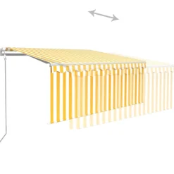 Sale FinePRICE Automaattisesti kelattava markiisi verhoilla 3x2,5 m sinivalk.