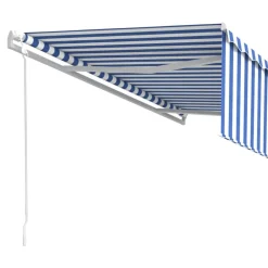 Sale FinePRICE Automaattisesti kelattava markiisi verhoilla 3x2,5 m sinivalk.