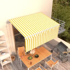 Sale FinePRICE Automaattisesti kelattava markiisi verhoilla 3x2,5 m sinivalk.