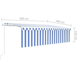 Sale FinePRICE Automaattisesti kelattava markiisi verhoilla 3x2,5 m sinivalk.