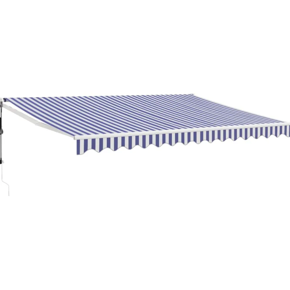 New FinePRICE Automaattisesti sisäänkelattava markiisi sininen/valkoinen 4,5x3 m