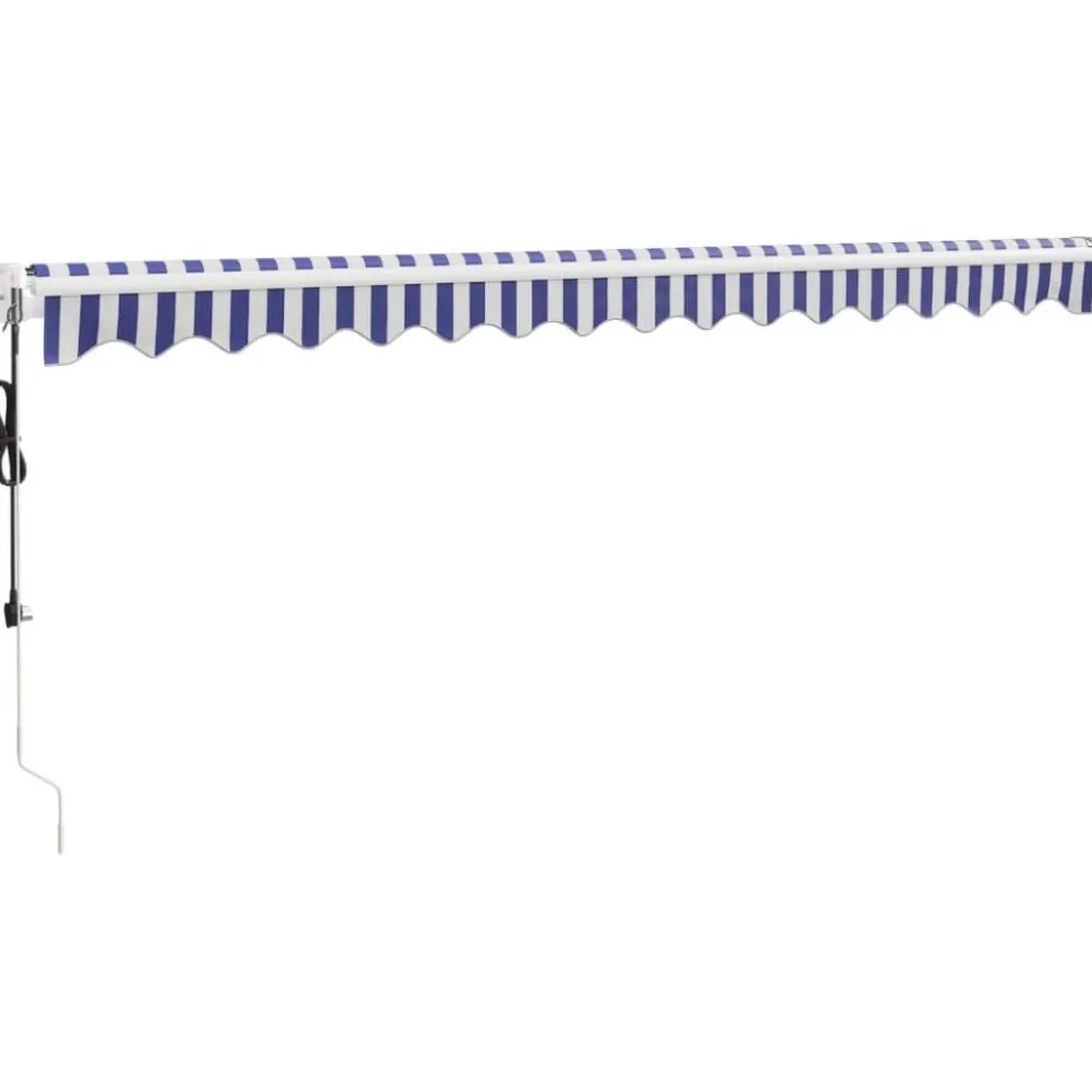 New FinePRICE Automaattisesti sisäänkelattava markiisi sininen/valkoinen 4,5x3 m