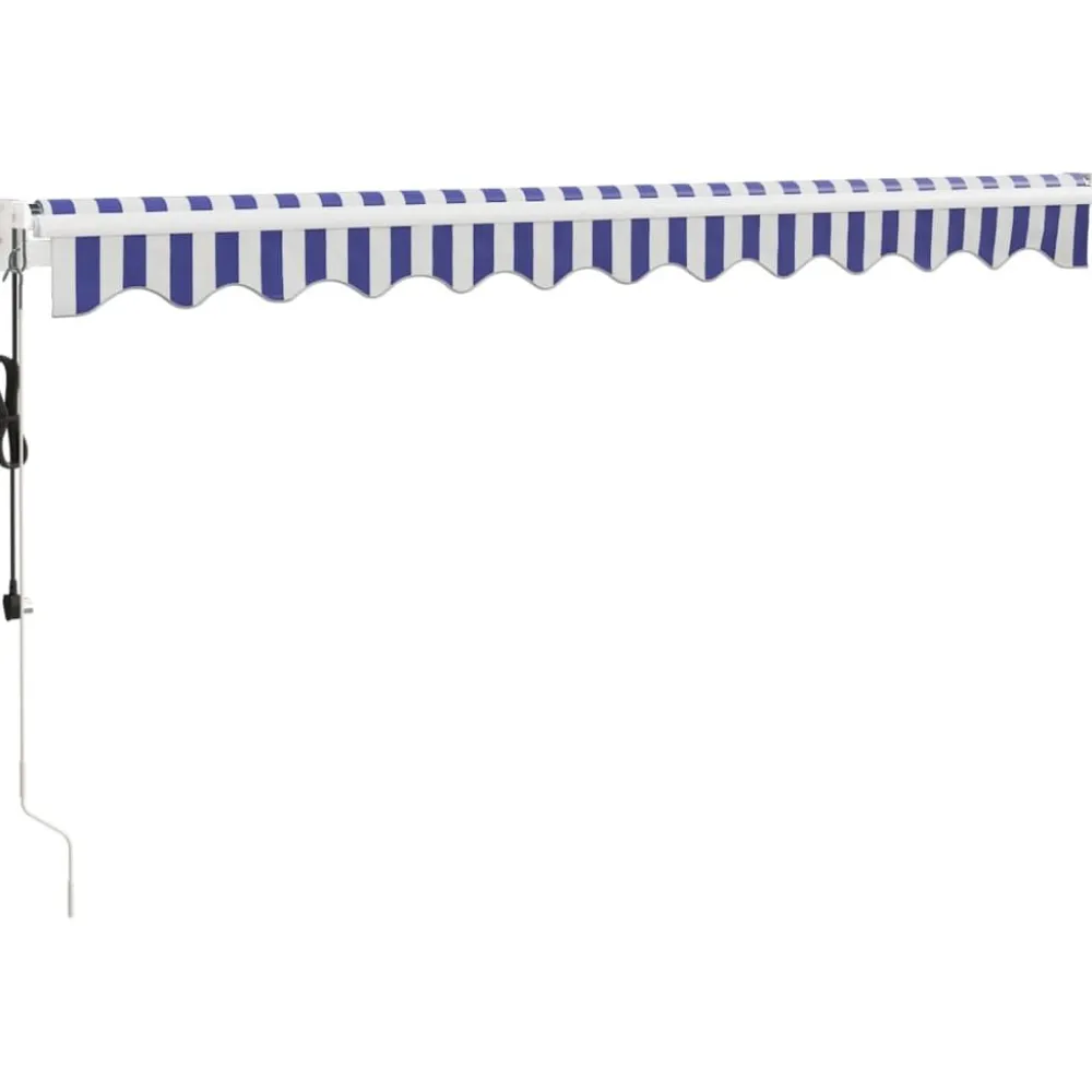 Outlet FinePRICE Automaattisesti sisäänkelattava markiisi sinivalkoinen 3x2,5 m